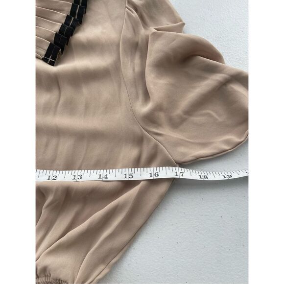 D1 Pleated Midi Dress Peter Pan Collar‎ Tie Neck Button Up - Picture 5 of 9